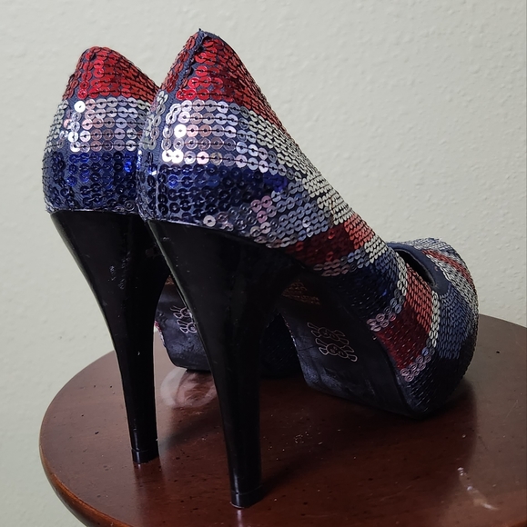Just Fabulous UK Flag Sequined Heels Size 9 - Picture 5 of 9